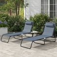 thumbnail image 2 of Outsunny 2 PCs Folding Lounge Chairs, Chaise Lounges with Headrest Grey, 2 of 10