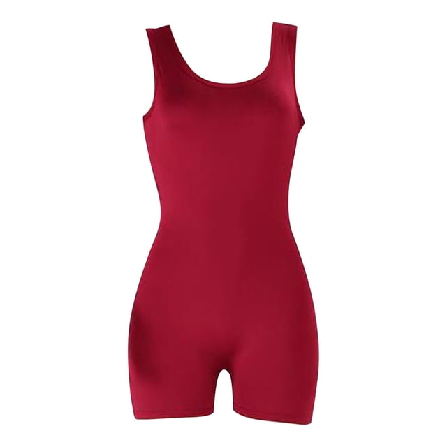 Baberdicy Combinaisons pour Femmes Liquidation!Casual Femmes Uni Sans Manches Courte Combinaison Short Pantalon de Sport Vêtements de Yoga Gaines Justaucorps Rouge