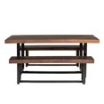 thumbnail image 3 of 3-Piece Farmhouse Dining Set - Mahogany and Black, 3 of 3