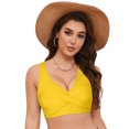 thumbnail image 4 of Huesdet Bikini Tops for Women Triangle Bikini Top Ribbed Push up Padded Halter String Bathing Suits Top(Yellow,XL), 4 of 9