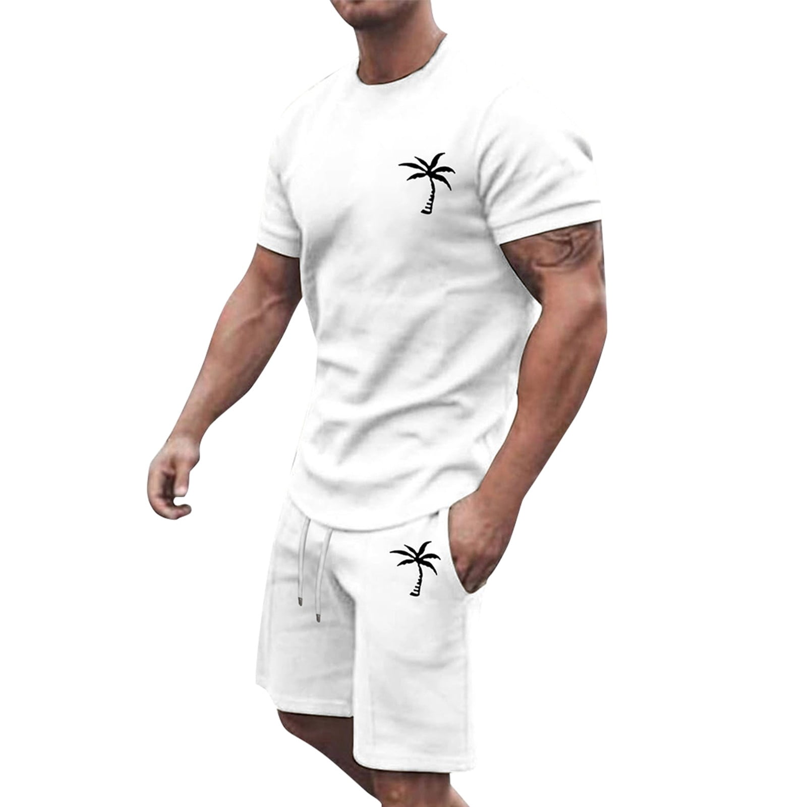 Men's Summer Tracksuit Mens Suits Plus Size Short Sleeve Winter Jacket Suit O Neck athletic Suit Men Tuxedo Suit Casual Color Block Drawstring Waist Tracksuit Set