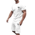 thumbnail image 1 of Men's Suits 2 | 2024 Summer Tracksuit for Men Plus Size Short Sleeve O Neck Athletic Suit Casual Color Block Drawstring Waist Tracksuit Set, 1 of 6