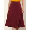 thumbnail image 5 of INSPIRE CHIC Women's High Waist Knit A-Line Pleated Fared Skirt Deep Red S, 5 of 5