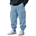 thumbnail image 2 of Yuyuzo Mens Cargo Sweatpants Causal Drawstring Workout Joggers Fleece Solid Color Athletic Pants with Pockets, 2 of 7