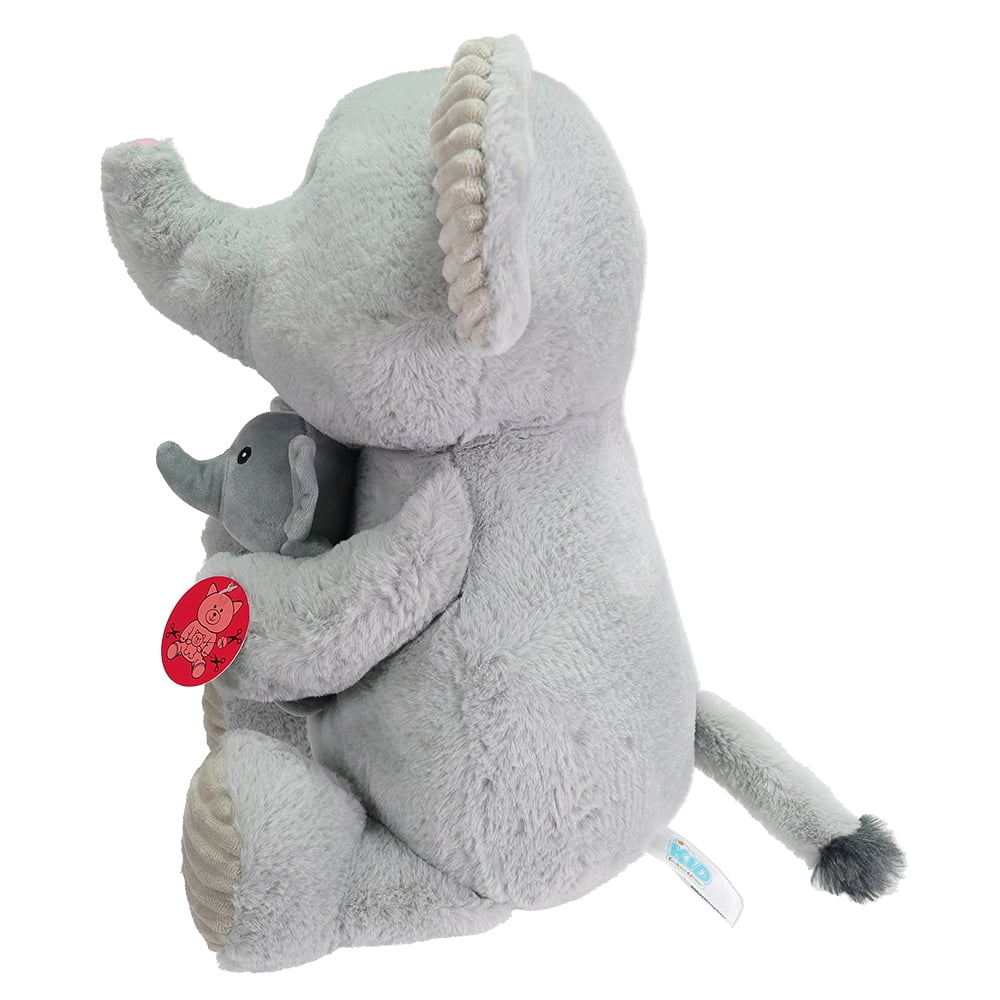 Peluche Kid Connection « Maman et bébé » – Éléphant gris de 35 cm (14 po) pour enfants