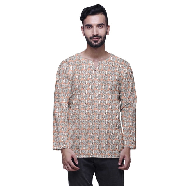 Atasi Indian Traditional Kurta For Men Keyhole Neck Short KurtaShirtFor Boys