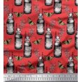 thumbnail image 1 of Soimoi Orange Rayon Fabric Insect,Lavender & Vintage Bottle Print Fabric by Yard 56 Inch Wide, 1 of 3