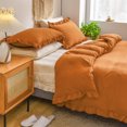 thumbnail image 3 of Move Over Burnt Orange Ruffle Pillow Shams King Ruffled Pattern Rust Boho Pillowcases 100% Washed Microfiber, 3 of 6