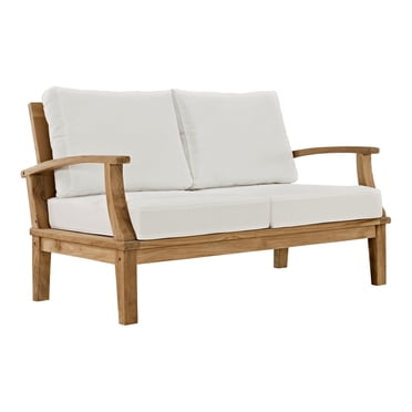 Modway Marina Causeuse Moderne en Bois pour Patio en Teck, Naturel/blanc