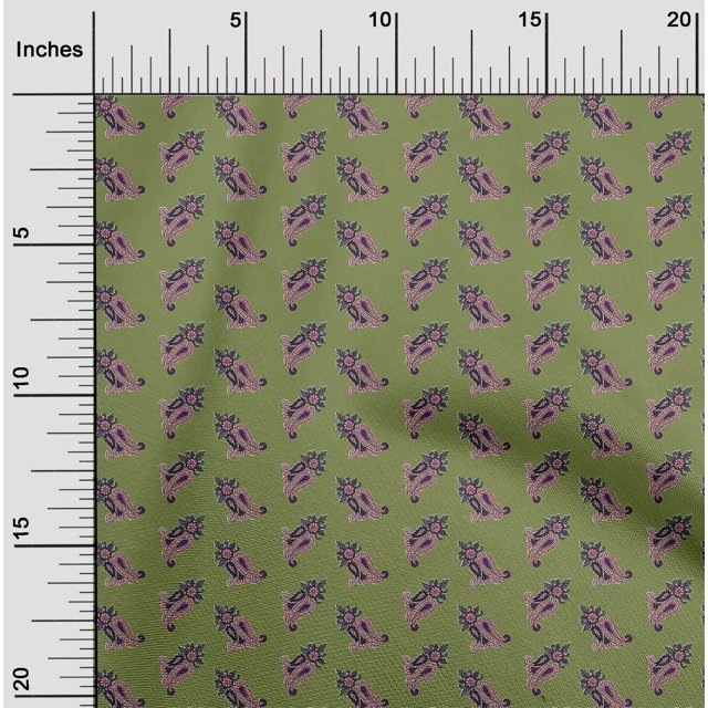 oneOone Cotton Poplin Fabric Floral & Paisley Block Printed Craft Fabric BTY 56 Inch Wide