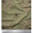 thumbnail image 1 of Soimoi Satin Silk Fabric Leaves & Sacred Geometry Geometric Decor Fabric Printed Yard 42 Inch Wide, 1 of 3