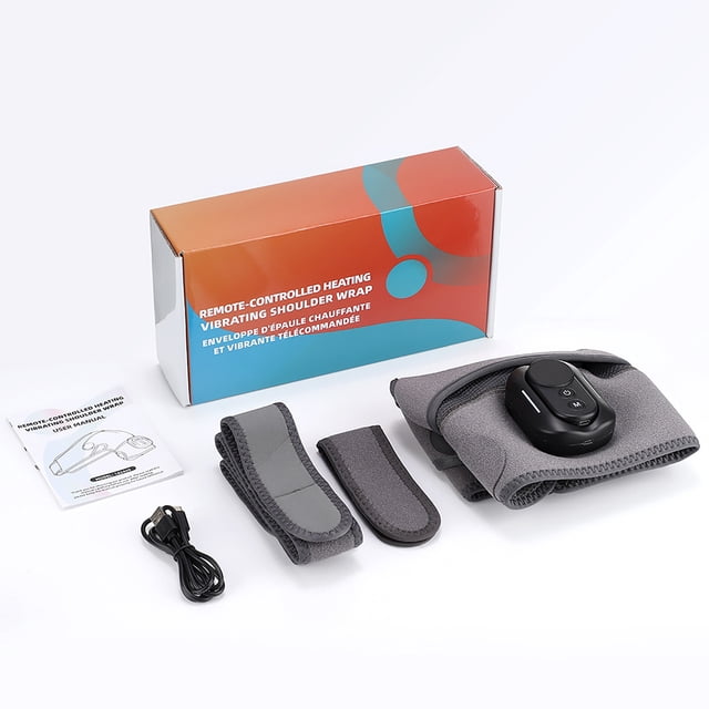 BAOPAI Professional Heated Vibrating Massage Shoulder Pad with Wireless Remote Control Magnetic Suction for Muscle Pain Relief and Relaxation