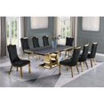 thumbnail image 2 of Gray Marble Dining Set with Gold Stainless Steel and Black Velvet Chairs, 2 of 3
