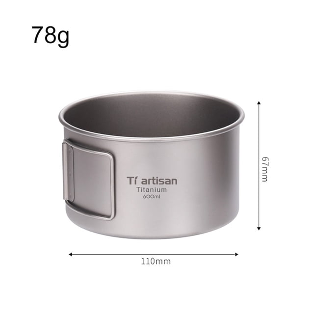 Bol en Titane avec Poignée Pliable Bol de Camping Contenant pour Repas Poêle d'Extérieur