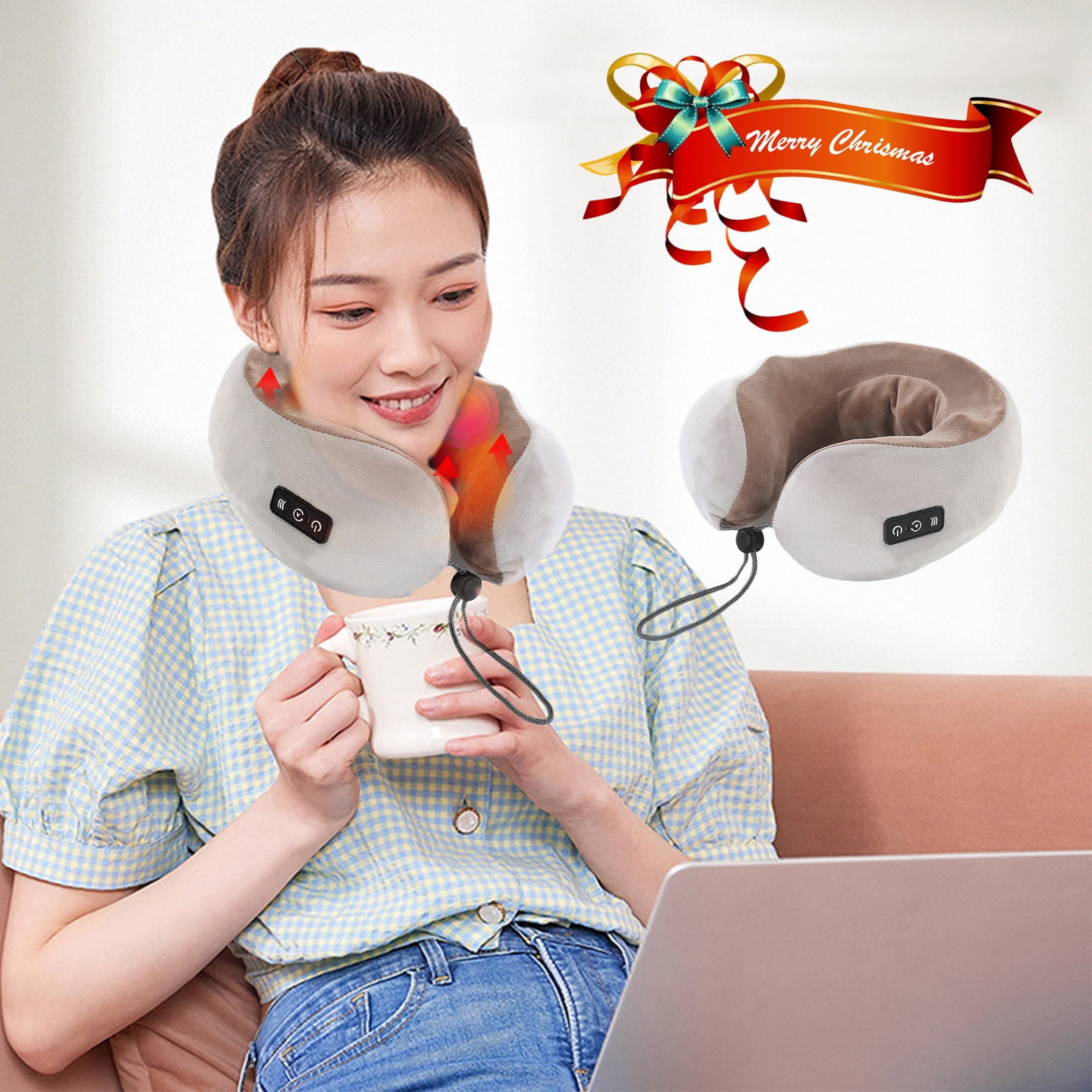 Dvkptbk Back, Neck Massager with Heat, Massage Pillow Gifts for Men & Women, Electric Shiatsu Back, Kneading Shoulder,Massage At Home, Car The Massager Home Essentials