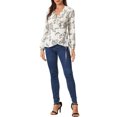 thumbnail image 2 of INSPIRE CHIC Blouse à Volants pour Femme à Col en V, Fleurie, à Nouer Soi-Même, Portefeuille, Haut Péplum, TP, Blanc, 2 of 6