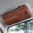 thumbnail image 4 of Brown Car Windshield Sunshade Glasses Storage Organizer With Leather Card Holder And Receipt Clip Multifunctional Car Accessory 12.20 X 6.69 Inches 0.77 Lbs, 4 of 6