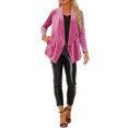 thumbnail image 2 of INSPIRE CHIC Cardigan en Velours Extensible pour Femme à Col Châle, Ouvert à l'Avant, avec Poches, m Rose, 2 of 5