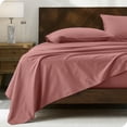 thumbnail image 2 of Bare Home Organic Percale Sheet Set - 300 Thread Count - 100% Organic Cotton - Split King, Dusty Rose, 2 of 7
