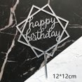 thumbnail image 3 of pitrice Square Happy Birthday Cake Topper Acrylic Insert Cake Card DIY Glitter Cupcake Smash Candle Stick, 3 of 8