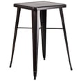 thumbnail image 5 of 23.75'' Square Black-Antique Gold Metal Indoor-Outdoor Bar Table Set with 2 Stools with Backs, 5 of 5