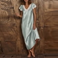 thumbnail image 3 of Bigersell Women Dresses Aubaines Femme Col en V Manches Courtes Longue Robe de Nuit Style D-70 Robes Courtes Dames Soirée Nuit Grande Taille Robes d'Été, Vert 5TG, 3 of 8