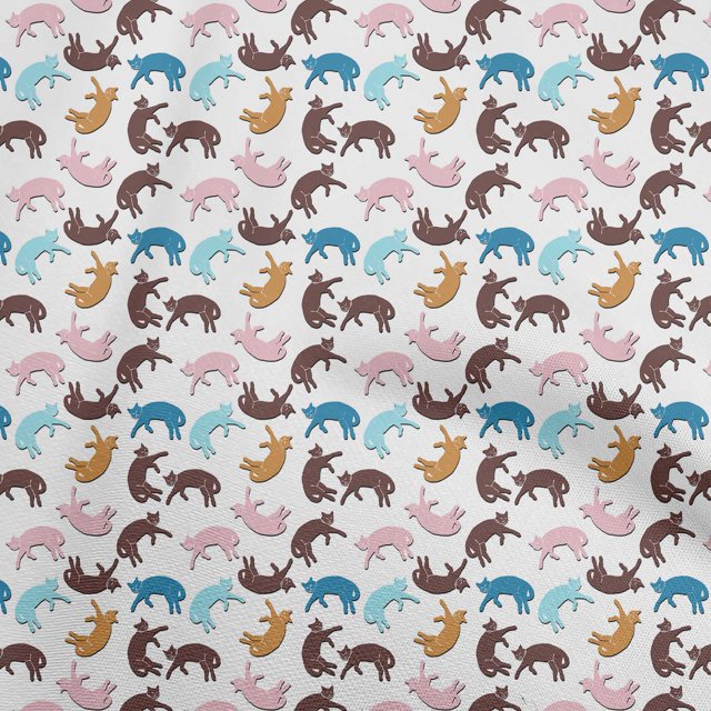 oneOone Velvet Brown Fabric Animal Cat Craft Projects Decor Fabric Printed By The Yard 58 Inch Wide