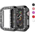 thumbnail image 1 of KOMI Bling Case Compatible For Apple Watch 38mm 40mm 42mm 44mm, Crystal Diamond Apple Watch Protector Case Slim PC Anti-Scratch Bumper Frame Protective Cover For iWatch Series SE/6/5/4/3/2/1 Black, 1 of 5
