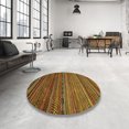 thumbnail image 3 of Ahgly Company Tapis d'Intérieur Carrés Abstraits Rouge Brun de Style Oriental, 7 Pieds Carré, 3 of 6