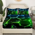 thumbnail image 3 of Erosebridal Neon Honeycomb Sheet Set Queen, Gradient Geometric Bedding Sets Queen Size, Modern Theme Decor, 4pcs, 3 of 7