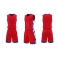 thumbnail image 1 of RKSTN Soccer Maillot Garçons Filles Col Rond Sans Manches Uniforme d'Entraînement de Soccer Deux Pièces Maillot Athlétique Ensemble de Sport (Rouge,m)Unisexe, 1 of 5