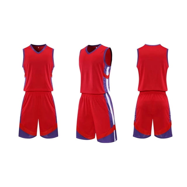 RKSTN Soccer Maillot Garçons Filles Col Rond Sans Manches Uniforme d'Entraînement de Soccer Deux Pièces Maillot Athlétique Ensemble de Sport (Rouge,m)Unisexe