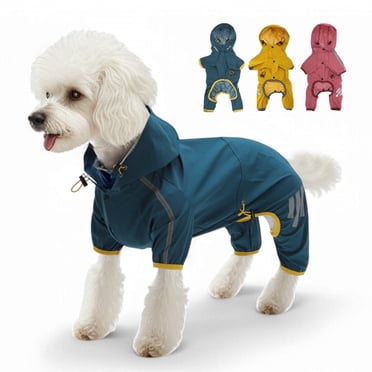Unique Bargains Imperméable pour Chien Manteau de Pluie Imperméable pour Chien avec Capuchon Manteau de Pluie pour Chiens Réfléchissant Léger Manteau de Pluie pour Chien Grand Bleu