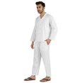 thumbnail image 3 of Inkmeso Ensemble de Pyjama Classique Uni en Coton, Pyjama Boutonné pour Hommes, 2 Pcs, Tenue de Nuit, 3 of 7