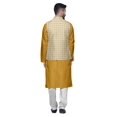 thumbnail image 3 of Atasi Mandarin Collar Traditional Solid Kurta Pajama With Printed Jacket Set, 3 of 3