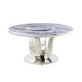 thumbnail image 2 of Round White Marble 5pc Dining Set with Silver Stainless Steel and 4 Chairs, 2 of 4