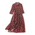 thumbnail image 2 of Jusqu'à 65 % de Rabais! Robes d'Été Mode pour Femmes 2024 Grande Taille Manches Mi-Longues Coton Lin Chemise à Fleurs Robe à Col à Revers Ample à Boutons à Bretelles Robe d'Été, 2 of 7