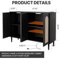thumbnail image 2 of Rattan Buffet Cabinet with Storage,Sideboard Cabinet with 4 Doors and Adjustable Shelves, Console Coffee Bar with Charging Station, Boho Wood Cupboard for Kitchen, Livingroom and Dining Room,Entryway, 2 of 7
