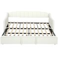 thumbnail image 1 of HOMCOM Upholstered Twin Daybed, Trundle Bed with Armrests, Cream White, 1 of 10