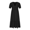 thumbnail image 4 of Lenago Robes d'Été Grande Taille pour Femmes Mode Féminine Col en V Manches Courtes Amples Robe Mi-Mollet Longue Robe de Soirée Plage en Liquidation, 4 of 8