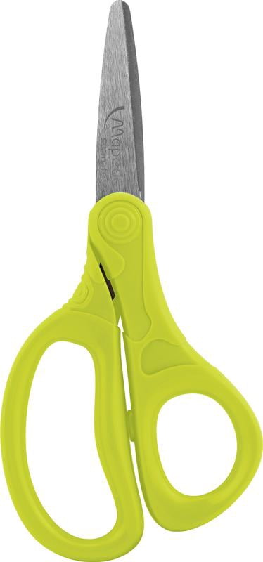 Maped Essentials Kids Scissors, 5 Inch Blades, Pointed, Ambidextrous Handle, Neon Green