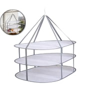 3-Tier Folding Mesh Clothes Drying Rack, Hanging Sweater Dryer for Laundry, Large Foldable Flat Dry Hanger, Portable Mesh Clothes Drying Net for Delicate Garments