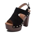 thumbnail image 2 of LSLJS Wedge Heel Sandals Women's Thick Bottom Fish Mouth Solid Color Sandals, 2 of 7
