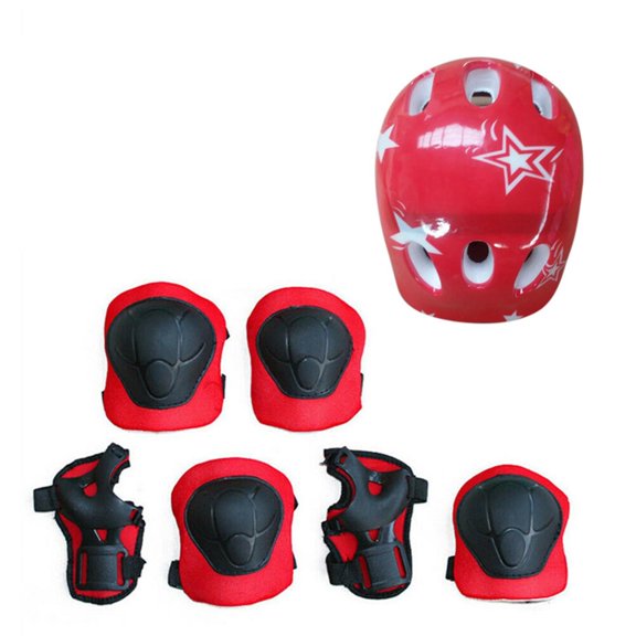 Ersazi 7Pcs/Set Children Kids Safety Helmet Knee Elbow Pad Cycling Skate Bike Protecs on Clearance