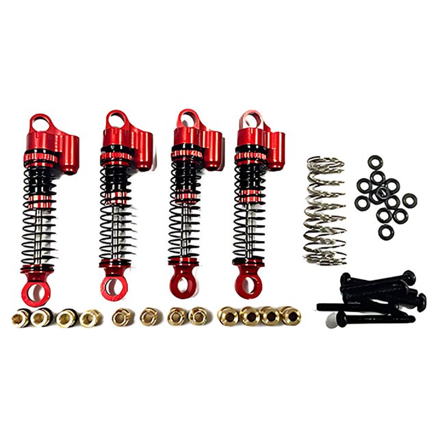 Wweixi 4pieces Front Rear Shock Absorber Damper For Hobbyplus 1/18 CR18P Rock Van Durable And Easy To Install Front Rear Shock Red 1Set