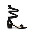 thumbnail image 3 of BLISSFUL STEP Sandales à talon bloc ouvertes pour femmes, lacées, noires, 8,5, 3 of 8