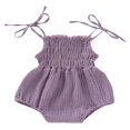 thumbnail image 1 of Newborn Infant Baby Girl Cotton Sling Solid Color Lace Stretch Ruched Jumpsuit Wine Red 0-3 Months, 1 of 9