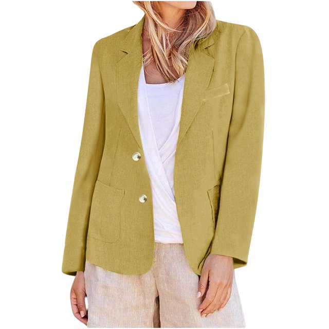 Blazer pour Femmes, Veste Décontractée Unie à Manches Longues, Manteau de Travail en Polyester à devant Ouvert, Longueur Régulière