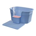 thumbnail image 2 of Pet Litter Tray Semi Enclosed Cat Litter Box Splashproof High Sided Large Kitten Blue w Pedal Board, 2 of 9
