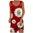 thumbnail image 1 of Penkiiy Robes de Printemps pour Femmes 2024 Décontractées Imprimées Amples Sans Manches Couleur Unie Col Rond Tempérament Élégantes Robes Dos Nu S Rouge, 1 of 5